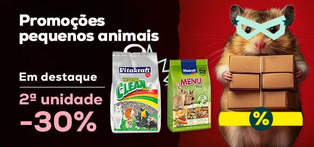 Vitakraft: -30% na 2ª unidade numa seleção de ração e absorventes para aves e roedores