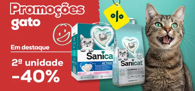 Sanicat: -40% na 2ª unidade numa seleção de areia para gato