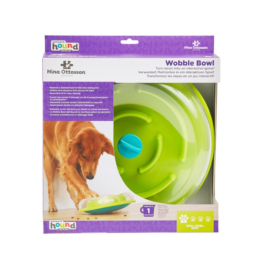 Outward Hound Nina Ottosson Wobble Bowl Brinquedo interativo com dispensador de snacks para cães, , large image number null