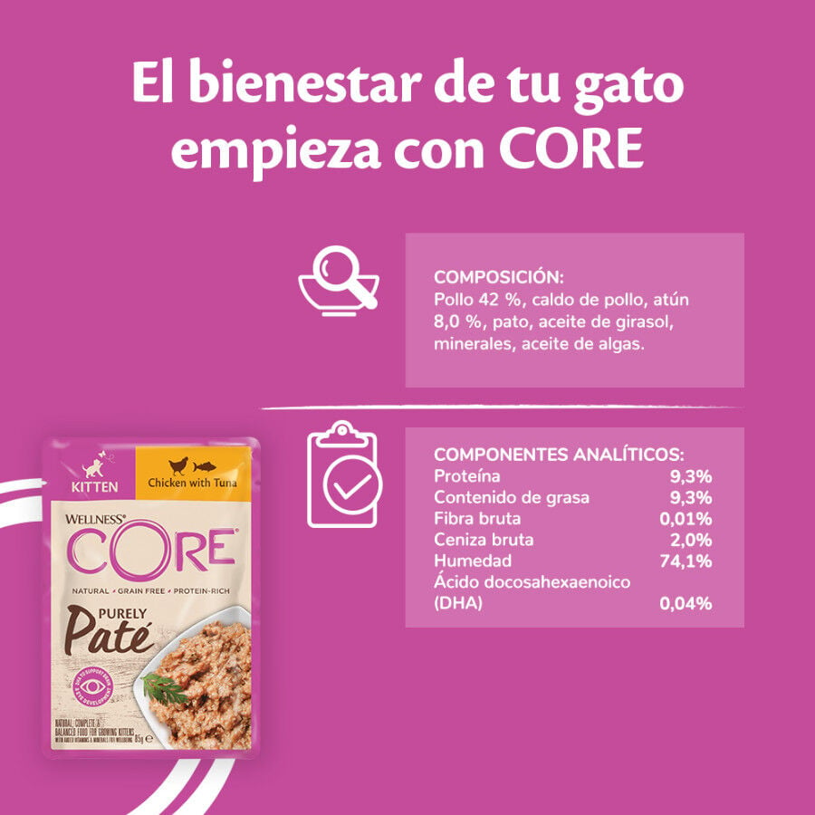 Wellness Core Kitten Frango em Patê para gatinhos, , large image number null