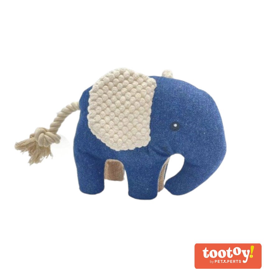 Tootoy! Comfort Denim Elephant peluche com som para cães, , large image number null