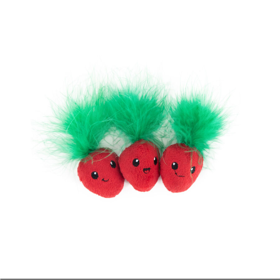 Outward Hound Catstages Strawbabies Morango de Peluche para gatos