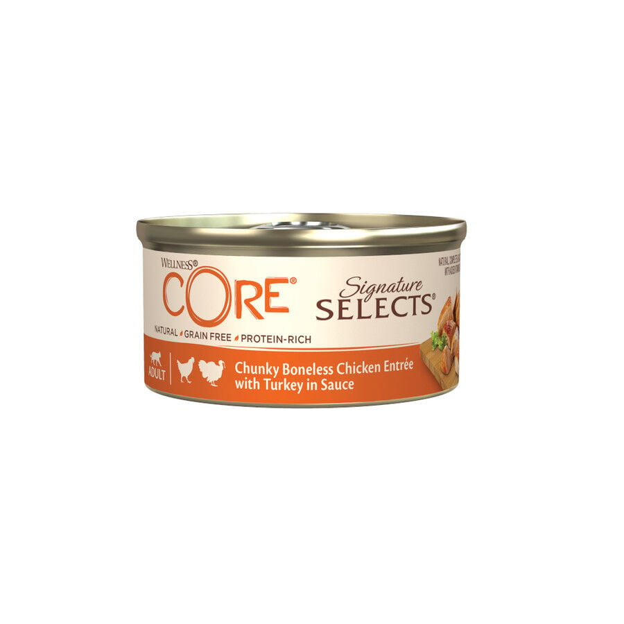 Wellness Core Chunky frango e peru lata para gatos