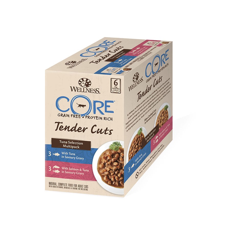 Pack 4 Sobres Wellness Core Feline Tender Cuts Atún para Gatos 510gr image number null