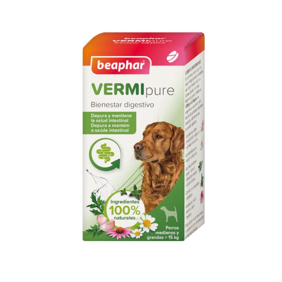 Beaphar Vermipure Repelente Interno Natural em comprimidos para cães de porte médio e grande, , large image number null