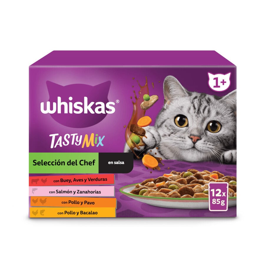 Whiskas Tasty Mix Seleção do Chef Patê em molho saquetas para gatos, , large image number null