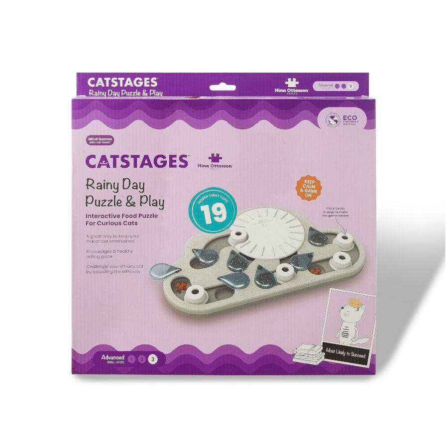 Outward Hound Catstages Puzzle & Play Rainy Day Brinquedo de Inteligência para gatos , , large image number null