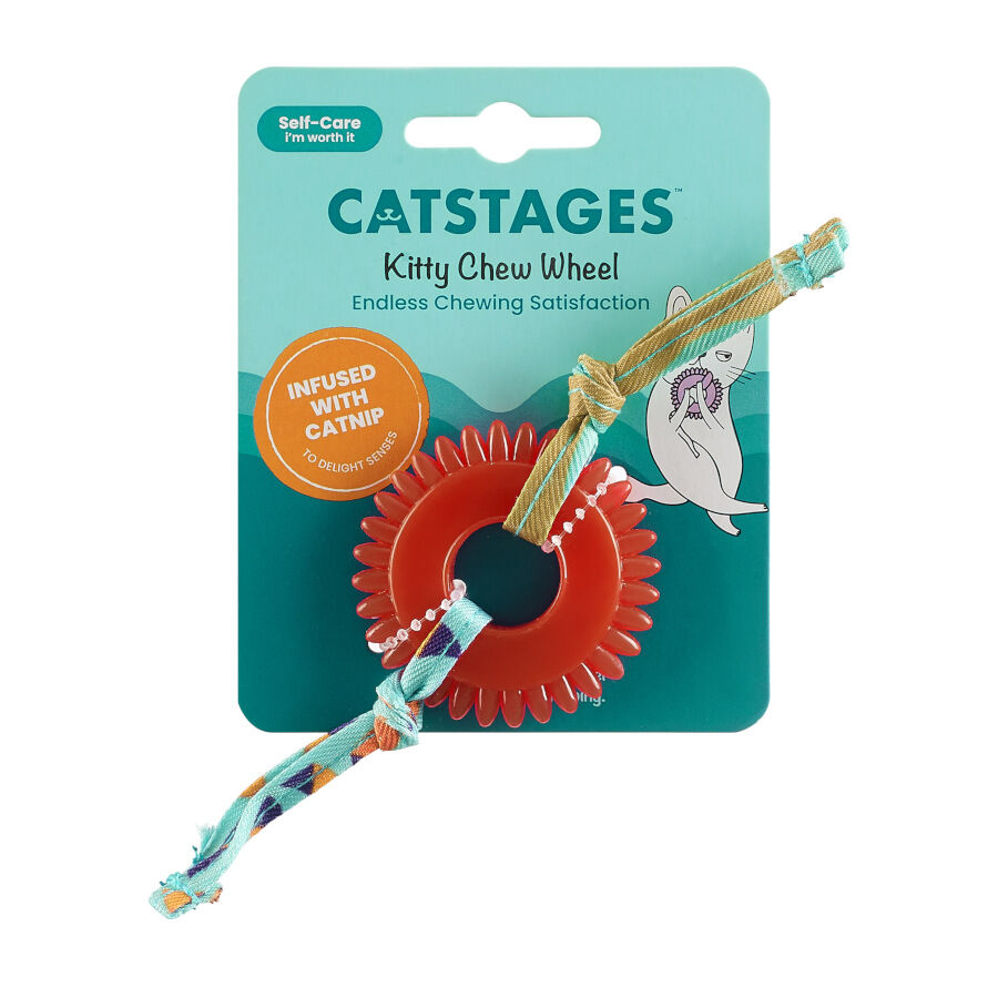 Outward Hound Catstages Kitty Chew Vermelha Brinquedo Roda Mordedora para gatos, , large image number null