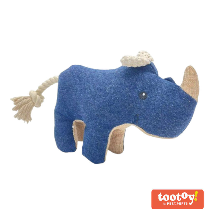 Tootoy! Comfort Denim Rhino peluche com som para cães