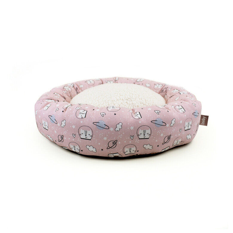 Leeby Cama Donut Antideslizante Estampado Comic Rosa para gatos image number null