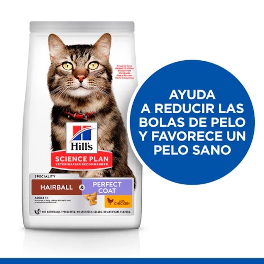 Hill's Science Plan Adult Hairball & Perfect Coat Alimento para gatos de frango, , large image number null