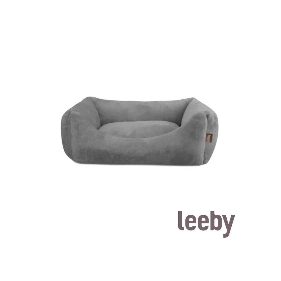 Leeby Cama suave de veludo cinzenta para cães