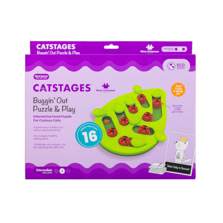 Outward Hound Catstages Puzzle & Play Buggin’ Out Brinquedo de Inteligência para gatos, , large image number null