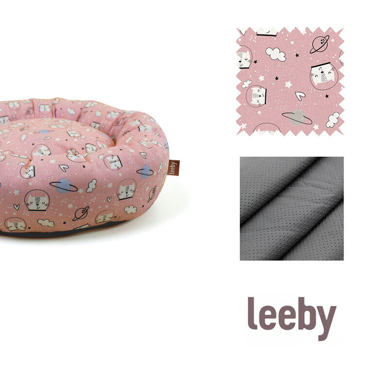 Leeby Cama Donut Antideslizante Estampado Comic Rosa para gatos image number null