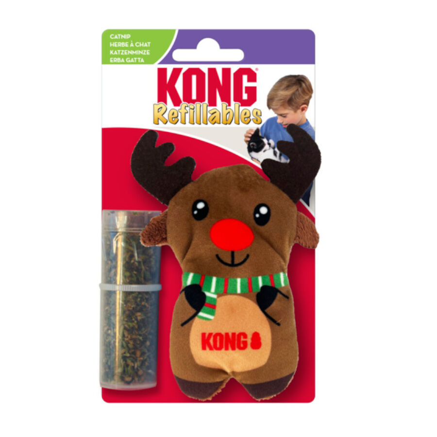 Kong Holiday Refillables Rena de peluche para gatos, , large image number null