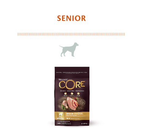 Alimento para cão sénior da marca Wellness Core