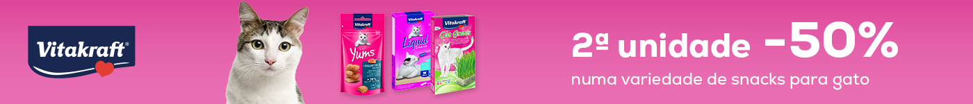 Vitakraft: -50% na 2ªunidade numa variedade de snacks para gato