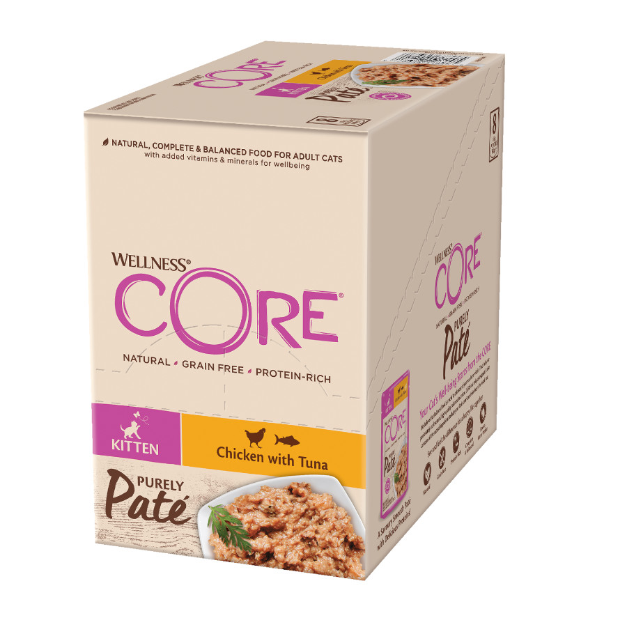 24 saquetas x 85 g Wellness Core Kitten Frango em Patê para gatinhos Pack poupança!